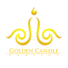 company logo in golden color and text golden candle company in below