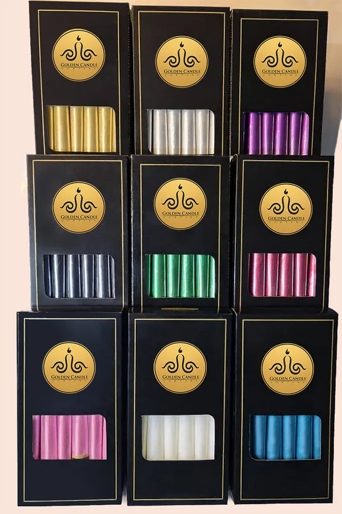 metallic color taper candle boxes